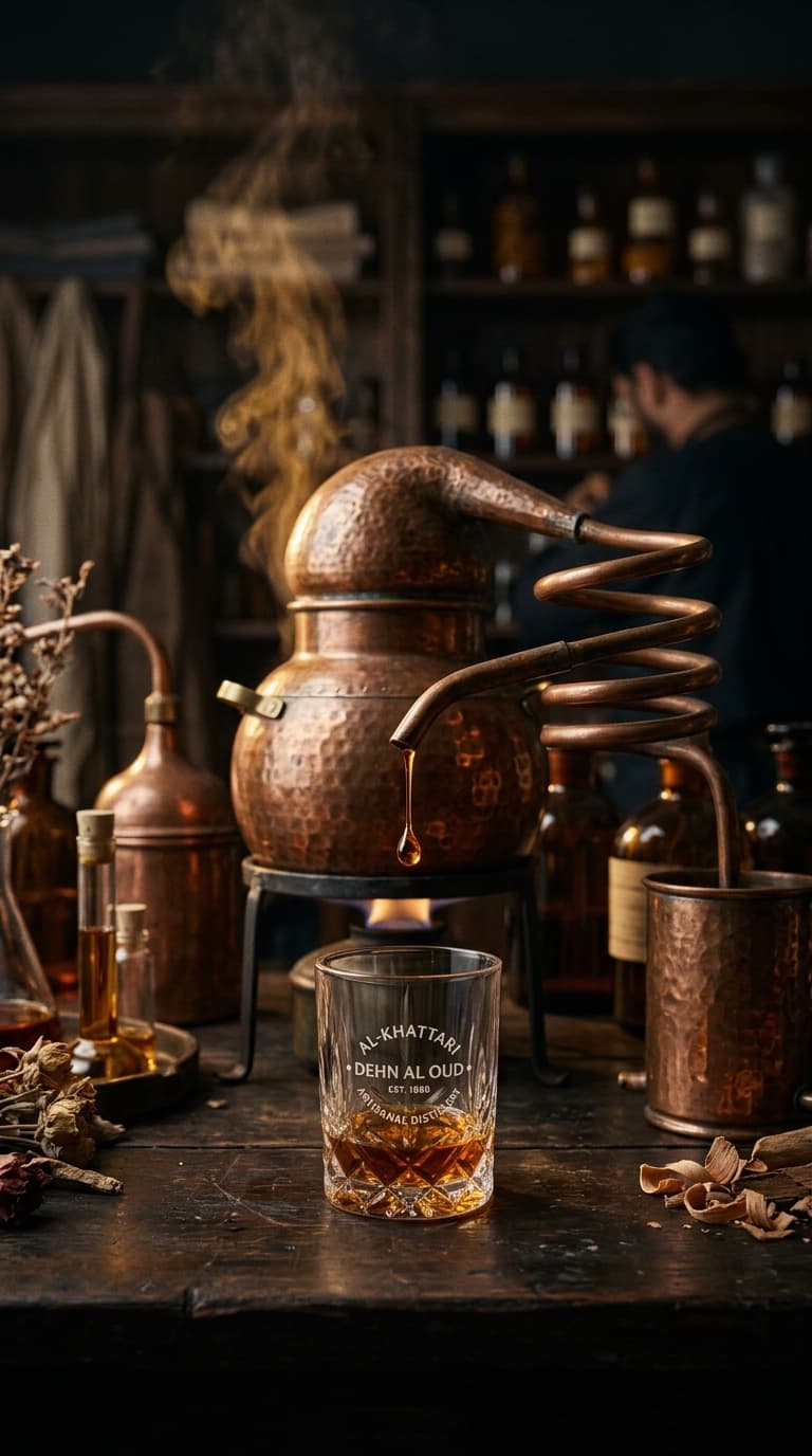 Steam Alembic Distillation of Aged Dehn Al Oud